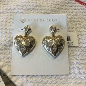 NWT Kendra Scott Gold Holland Heart earrings in cz crystals
